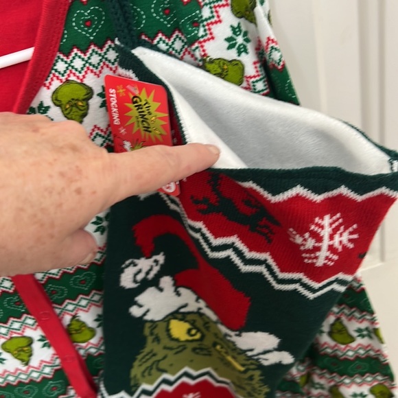 Grinch long underwear, PJs with grinch Christmas stocking. Large - Picture 3 of 7